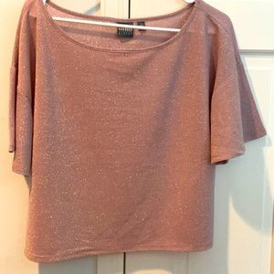 Pink glitter short sleeve top, small.